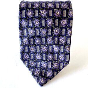 Geoffrey Beene 100% Silk Neck Tie, Purple, Black and Gold, Excellent Condition!